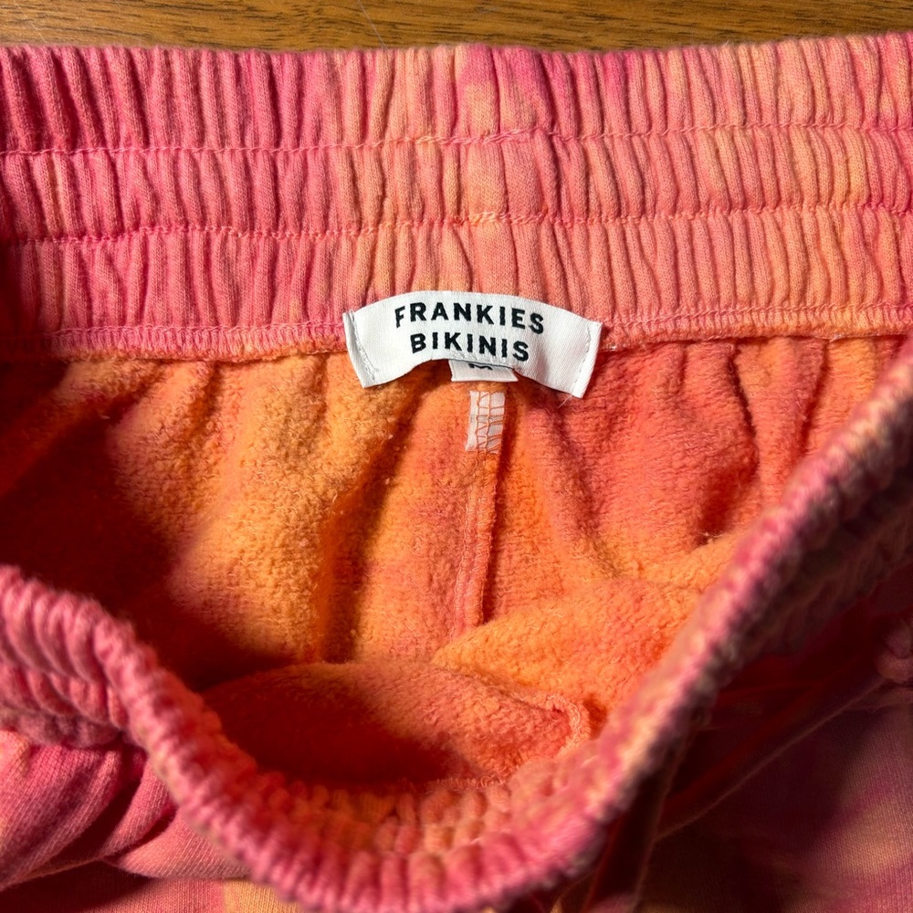 Frankies Bikinis Tie Dye Lounge Shorts Women’s M Pink Orange Cotton Terry USA - Picture 4 of 5